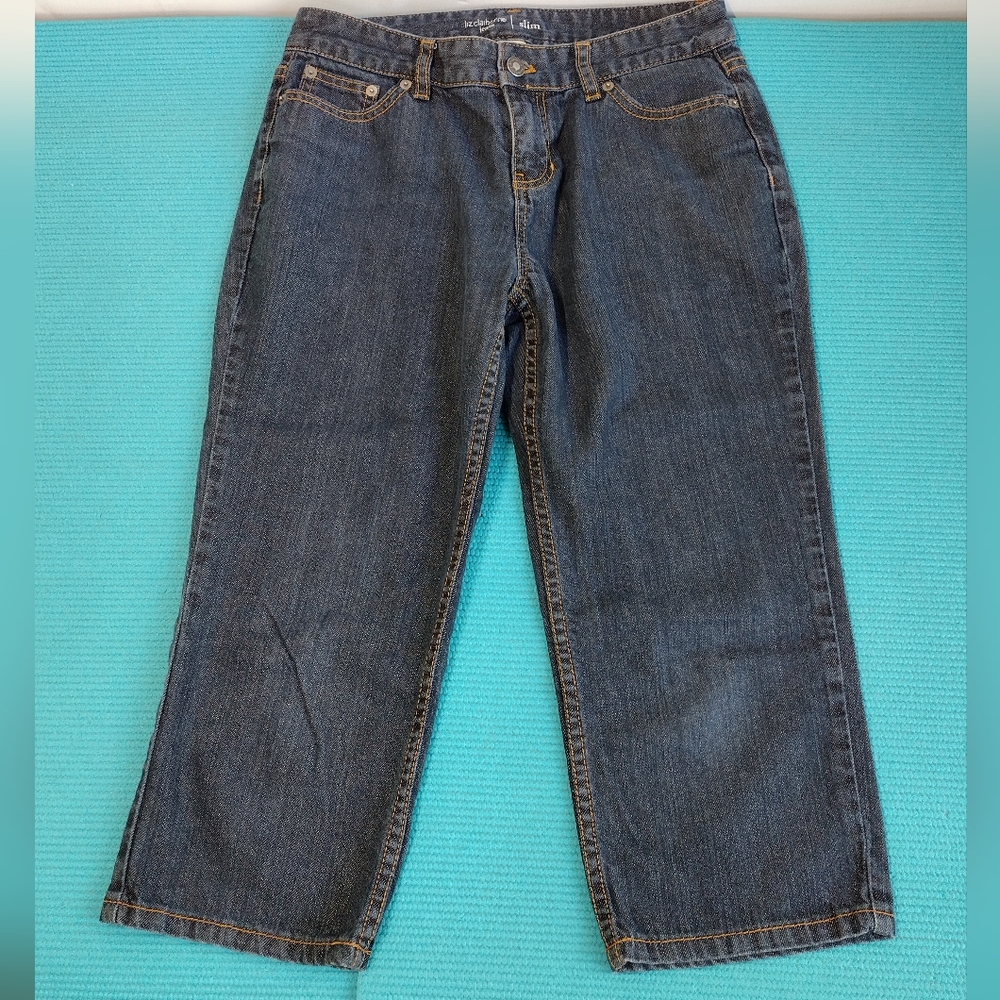 Liz Claiborne Jeans Low Rise Womens Cropped Slim Fit Denim Capri 8P